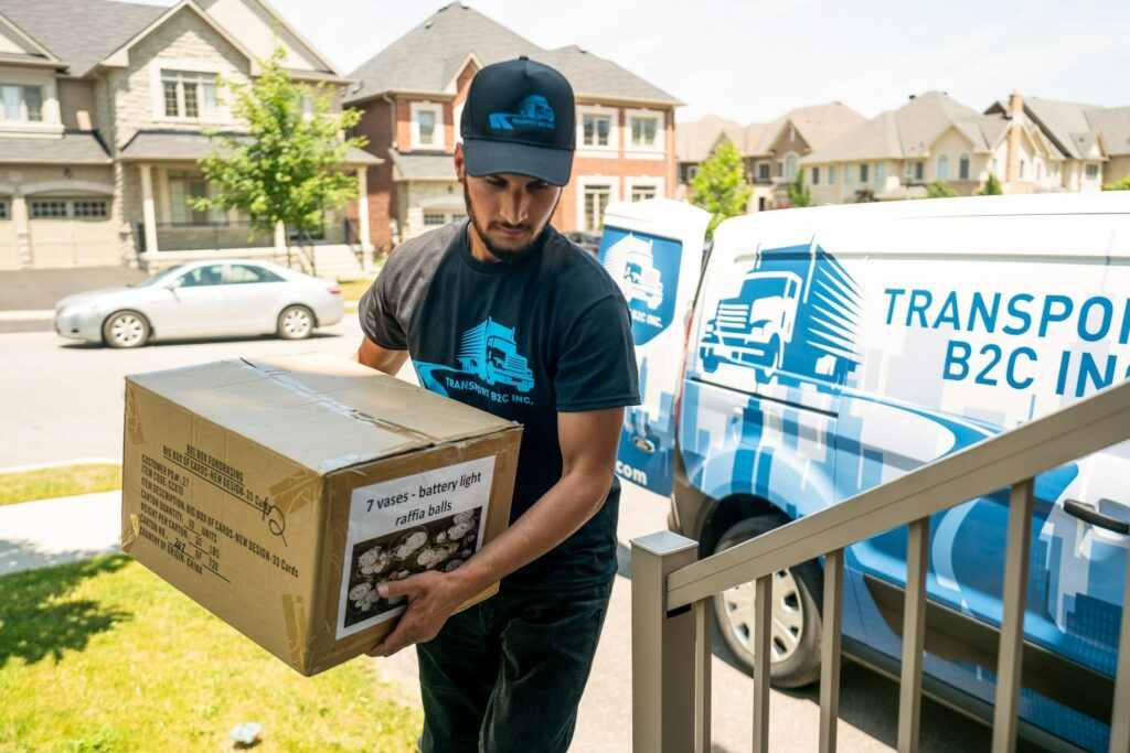 Man delivering package to home